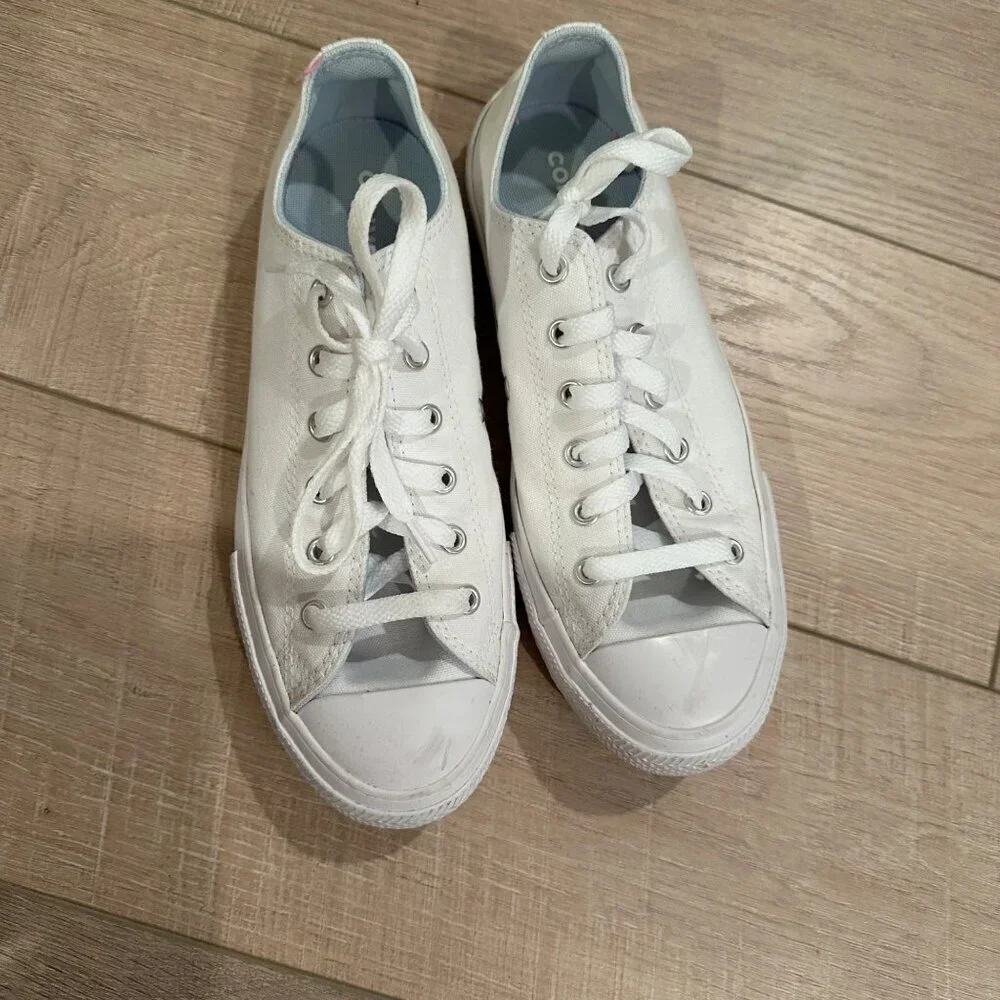 CONVERSE JUNIOR WHITE SUNSHINE SNEAKERS SIZE 5 WOMENS 670702F - Picture 4 of 8